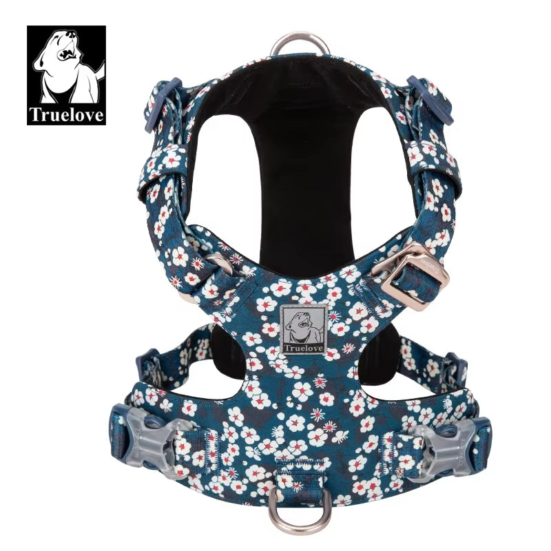 Dog Harness New Fashion Design Harness for Small Large Dog Cotton Floral Multi Sizes Adjustable Reflective TLH6283