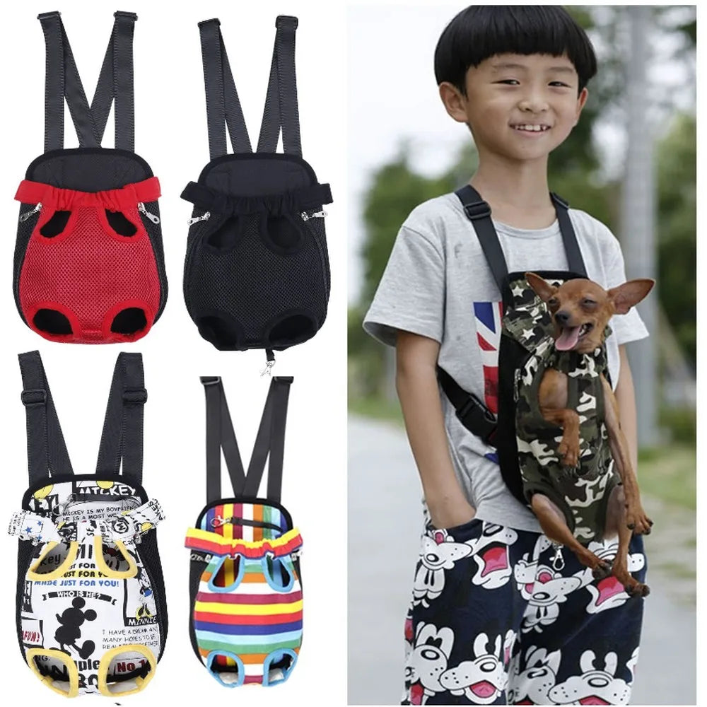 HQ Pet Carrier Dog Front Chest Backpack Five Holes Backpack Dog Outdoor Carrier Tote Bag Sling Holder Mesh Cat Puppy Carrier