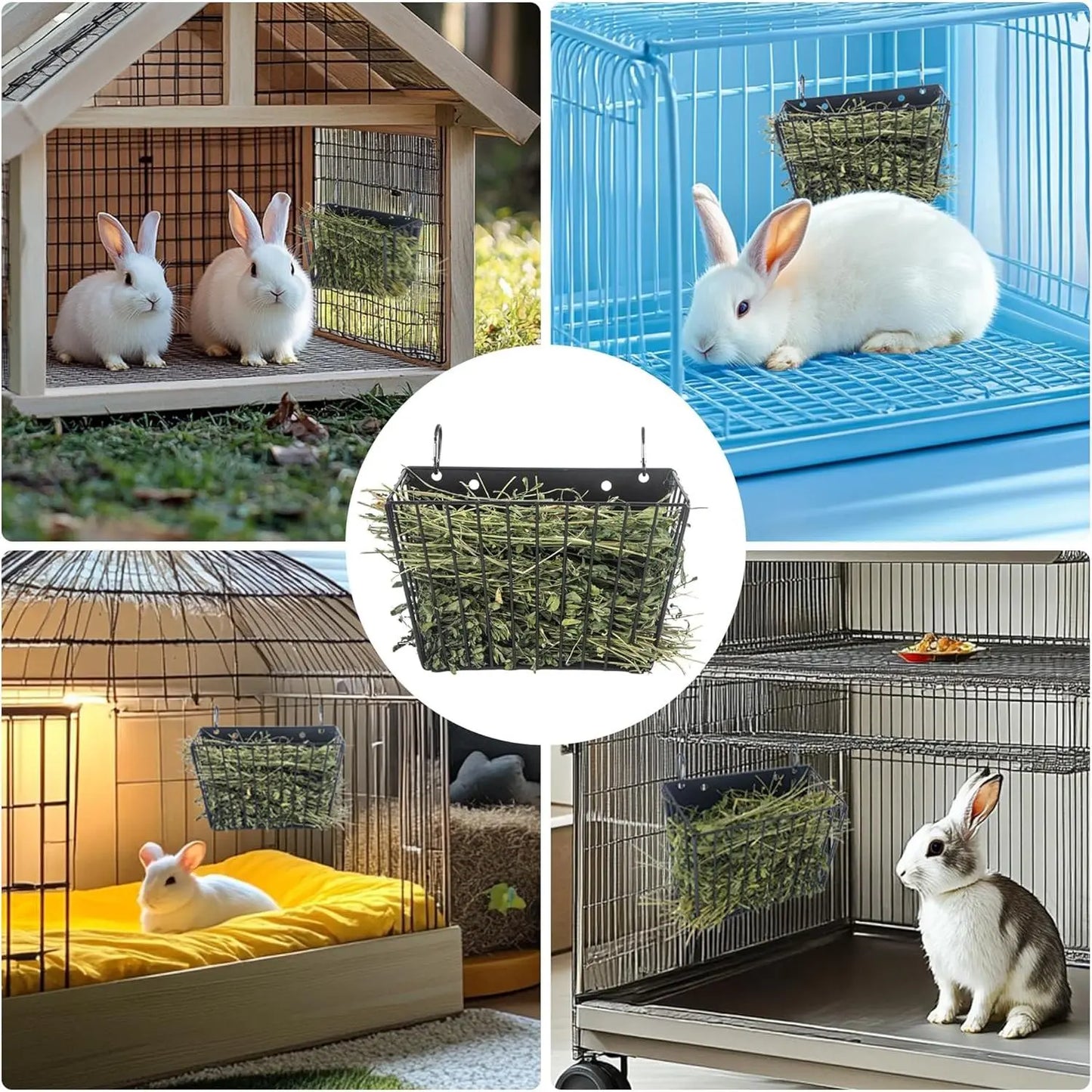 Hay Feeder, with Heavy-Duty Metal Frame, Hay Holder for Rabbits - for Rabbits, Bunny, Guinea Pigs, Chinchillas, 9.6X4.5X6.3 Inch