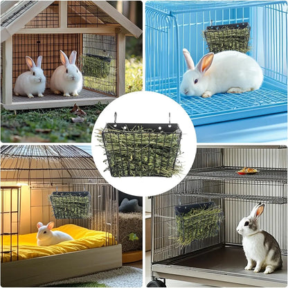 Hay Feeder, with Heavy-Duty Metal Frame, Hay Holder for Rabbits - for Rabbits, Bunny, Guinea Pigs, Chinchillas, 9.6X4.5X6.3 Inch