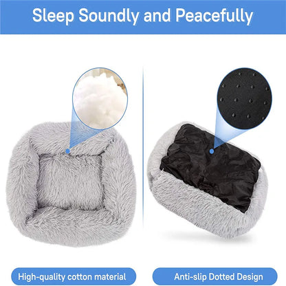 Luxury Dog Bed Square Dog Beds Long Plush Dog Mat Beds for Small Medium Large Dogs Supplies Pet Dog Calming Bed Washable Kennel