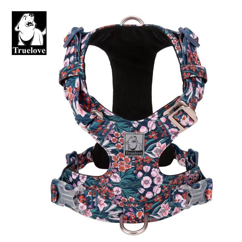 Dog Harness New Fashion Design Harness for Small Large Dog Cotton Floral Multi Sizes Adjustable Reflective TLH6283