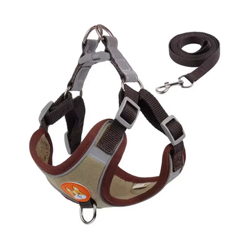 Dogs Adjustable Harness Leash Set for Small Medium Dogs Harness Vest Reflective Puppy Chest Strap Pet Walking Outdoor Supplies
