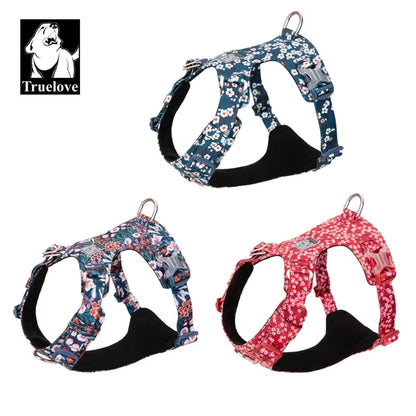 Dog Harness New Fashion Design Harness for Small Large Dog Cotton Floral Multi Sizes Adjustable Reflective TLH6283
