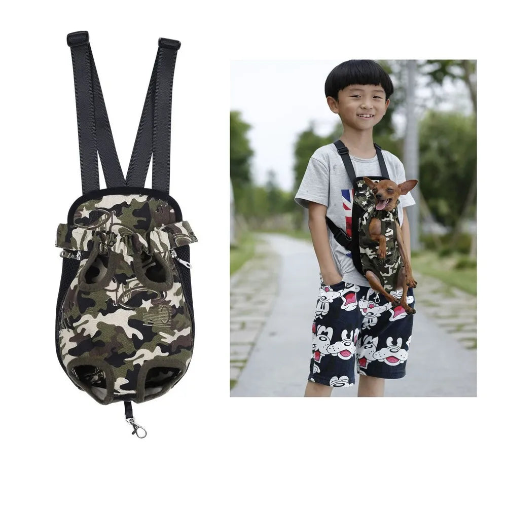 HQ Pet Carrier Dog Front Chest Backpack Five Holes Backpack Dog Outdoor Carrier Tote Bag Sling Holder Mesh Cat Puppy Carrier